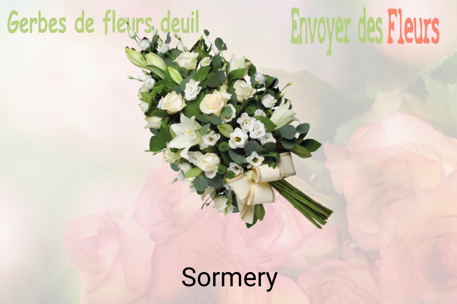 Gerbe de fleurs de deuil livrée à Sormery